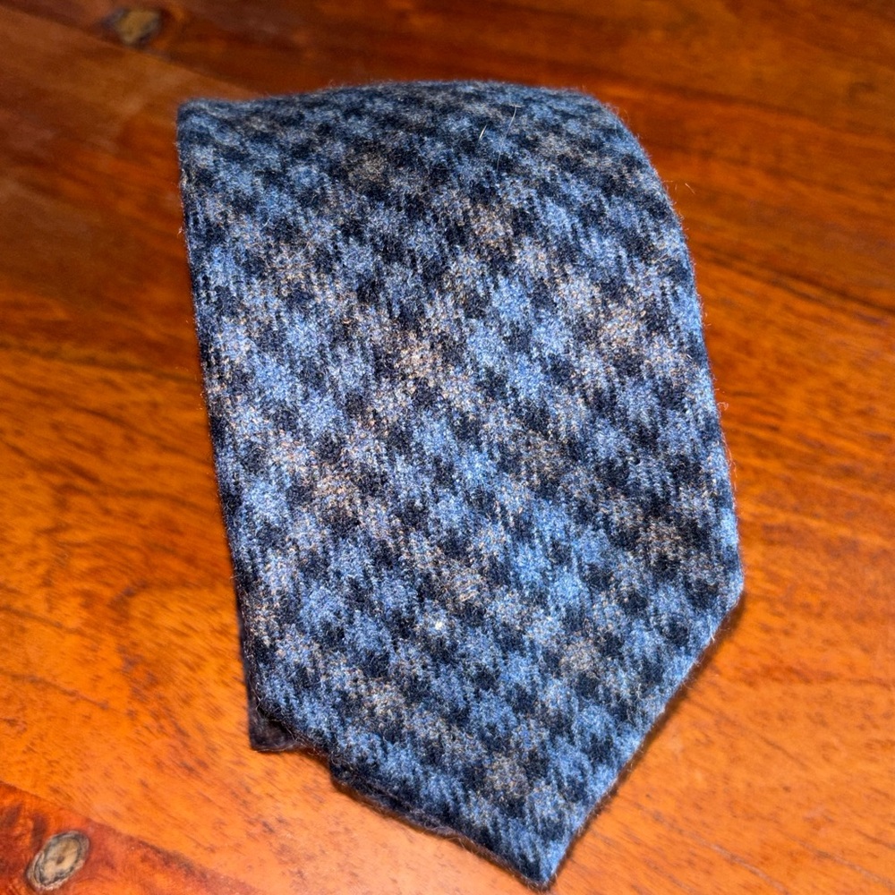 Luciano Barbera cashmere Houndstooth Tie - Blue and Gray